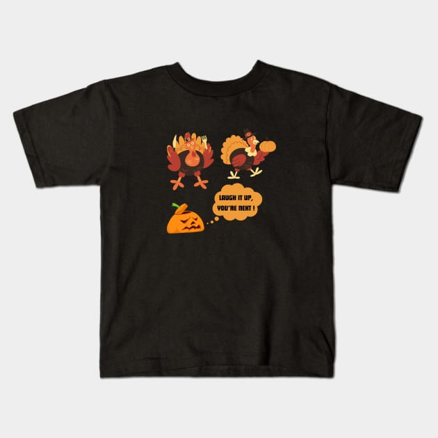 FUNNY THANKGIVING TURKEY Kids T-Shirt by Utopia Shop